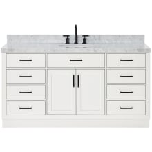 Hepburn 67" Free Standing Single Oval Basin Vanity Set with Cabinet and 1-1/2" Thick Carrara Marble Vanity Top