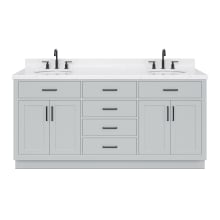 Hepburn 72" Free Standing Double Basin Vanity Set with Cabinet, Quartz Vanity Top, and Oval Bathroom Sink