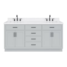 Hepburn 72" Free Standing Double Basin Vanity Set with Cabinet, Quartz Vanity Top, and Rectangular Bathroom Sink