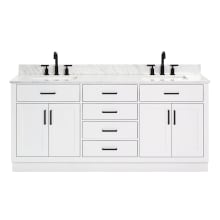 Hepburn 73" Free Standing Double Basin Vanity Set with Cabinet, Marble Vanity Top, and Rectangular Sinks