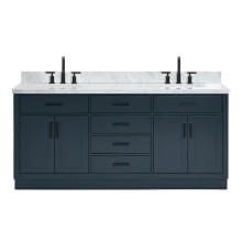 Hepburn 73" Free Standing Double Basin Vanity Set with Cabinet and Marble Vanity Top