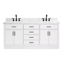 Hepburn 73" Free Standing Double Basin Vanity Set with Cabinet and Marble Vanity Top
