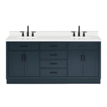 Hepburn 73" Free Standing Double Basin Vanity Set with Cabinet, Quartz Vanity Top, and Oval Sinks