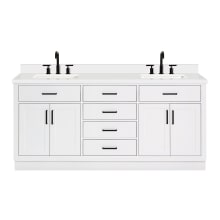 Hepburn 73" Free Standing Double Basin Vanity Set with Cabinet, Quartz Vanity Top, and Rectangular Sinks