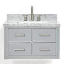 Hutton 31" Wall Mounted Single Basin Vanity Set with Cabinet and Marble Vanity Top