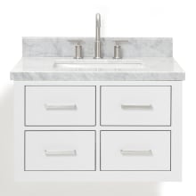 Hutton 31" Wall Mounted Single Basin Vanity Set with Cabinet and Marble Vanity Top