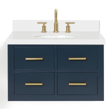 Hutton 31" Wall Mounted Single Basin Vanity Set with Cabinet and Quartz Vanity Top