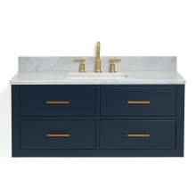 Hutton 43" Wall Mounted Single Basin Vanity Set with Cabinet and Marble Vanity Top