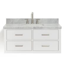 Hutton 43" Wall Mounted Single Basin Vanity Set with Cabinet and Marble Vanity Top
