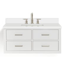 Hutton 43" Wall Mounted Single Basin Vanity Set with Cabinet and Quartz Vanity Top