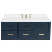 Hutton 48" Wall Mounted Single Basin Vanity Set with Cabinet and Quartz Vanity Top