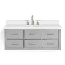 Hutton 49" Wall Mounted Single Basin Vanity Set with Cabinet and Quartz Vanity Top