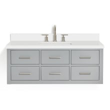 Hutton 49" Wall Mounted Single Basin Vanity Set with Cabinet and Quartz Vanity Top