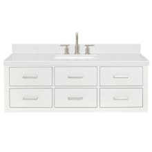 Hutton 54" Wall Mounted Single Basin Vanity Set with Cabinet and Quartz Vanity Top