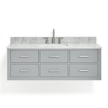 Hutton 55" Wall Mounted Single Basin Vanity Set with Cabinet and Marble Vanity Top