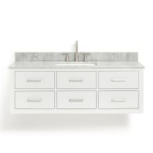 Hutton 55" Wall Mounted Single Basin Vanity Set with Cabinet and Marble Vanity Top