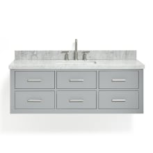 Hutton 55" Wall Mounted Single Basin Vanity Set with Cabinet and Marble Vanity Top