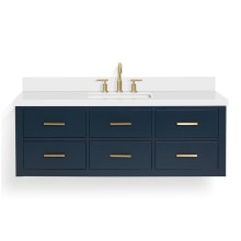 Hutton 55" Wall Mounted Single Basin Vanity Set with Cabinet and Quartz Vanity Top