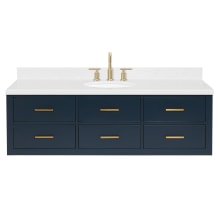 Hutton 60" Wall Mounted Single Basin Vanity Set with Cabinet and Quartz Vanity Top