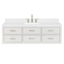 Hutton 60" Wall Mounted Single Basin Vanity Set with Cabinet and Quartz Vanity Top