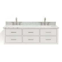 Hutton 61" Wall Mounted Double Basin Vanity Set with Cabinet and Marble Vanity Top