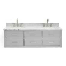 Hutton 61" Wall Mounted Double Basin Vanity Set with Cabinet and Marble Vanity Top