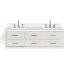 Hutton 61" Wall Mounted Double Basin Vanity Set with Cabinet and Quartz Vanity Top