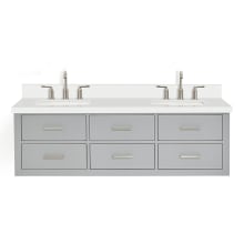 Hutton 61" Wall Mounted Double Basin Vanity Set with Cabinet and Quartz Vanity Top