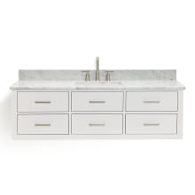 Hutton 61" Wall Mounted Single Basin Vanity Set with Cabinet and Marble Vanity Top