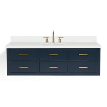 Hutton 61" Wall Mounted Single Basin Vanity Set with Cabinet and Quartz Vanity Top