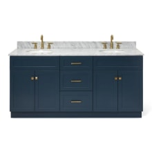 Hamlet 73" Free Standing Double Basin Vanity Set with Cabinet and Marble Vanity Top