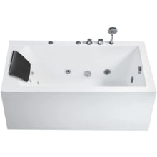 Platinum 59" Two Wall Acrylic Whirlpool Tub with Right Drain, Drain Assembly, and Overflow - Includes Hand Shower