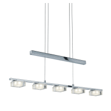 Brooklyn 5 Light 31-1/2" Wide Integrated LED Linear Chandelier with Satin Glass Square Shades