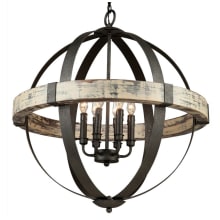 Castello 6 Light Wood Globe Chandelier - 27 Inches Wide