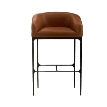 25" Wide Iron Framed Leather Bar Stool