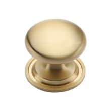 Solid Brass 1-1/4 Inch Round Mushroom Cabinet Knob with Backplate Rose