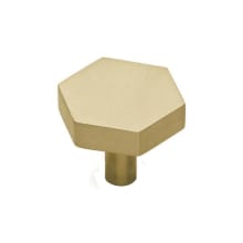 Modern Hex 1-3/8 Inch Industrial Cabinet Knob from the Solid Brass Collection