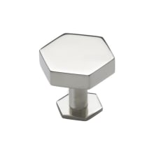 Modern Hex 1-3/4 Inch Industrial Bolt Cabinet Knob with Base from the Solid Brass Collection