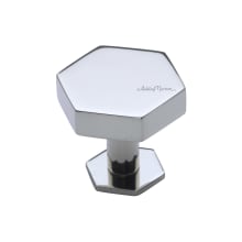 Modern Hex 1-3/8 Inch Geometric Cabinet Knob with Base from the Solid Brass Collection