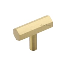 Hex Modern 1-5/8 Inch "T" Bar Cabinet Knob from the Solid Brass Collection