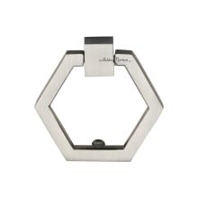 Hex 2-3/8" Solid Brass Modern Industrial Hexagon Cabinet Drop Ring Pull