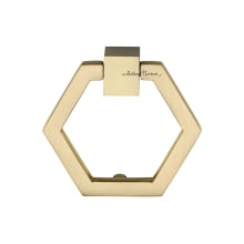 Hex 2-3/8" Solid Brass Modern Industrial Hexagon Cabinet Drop Ring Pull