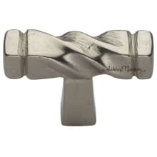 Solid Bronze 1-3/4" Twisted "T" Bar Cabinet Knob - Drawer Knob