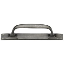 Traditional 9" Long Surface Mount / Front Mount Solid Bronze Cabinet Handle / Drawer Pull with Full Backplate