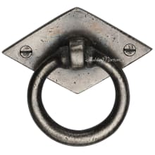 Solid Bronze 3" Rustic Farmhouse Ring Cabinet Drop Pull on Diamond Backplate