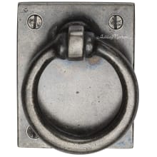 Solid Bronze 2.5" Rustic Contemporary Farmhouse Ring Cabinet Drop Pull with Backplate - Surface Mount