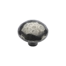 English Pewter 1-1/2" Hammered Faceted Round Cabinet Knob / Drawer Knob