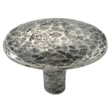 English Pewter 1-3/4" Hammered Faceted Oval Cabinet Knob / Drawer Knob