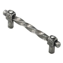 Twist 3-3/4" Center to Center English Pewter Twisted Bar Cabinet Handle / Drawer Pull