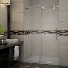 Langham 48" Wide x 77-1/2" High Frameless Sliding Shower Door with Clear Glass and Right Hand Drain